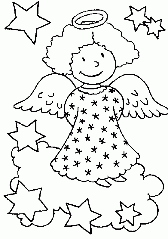 Aniołek z gwiazdkami kolorowanka do druku